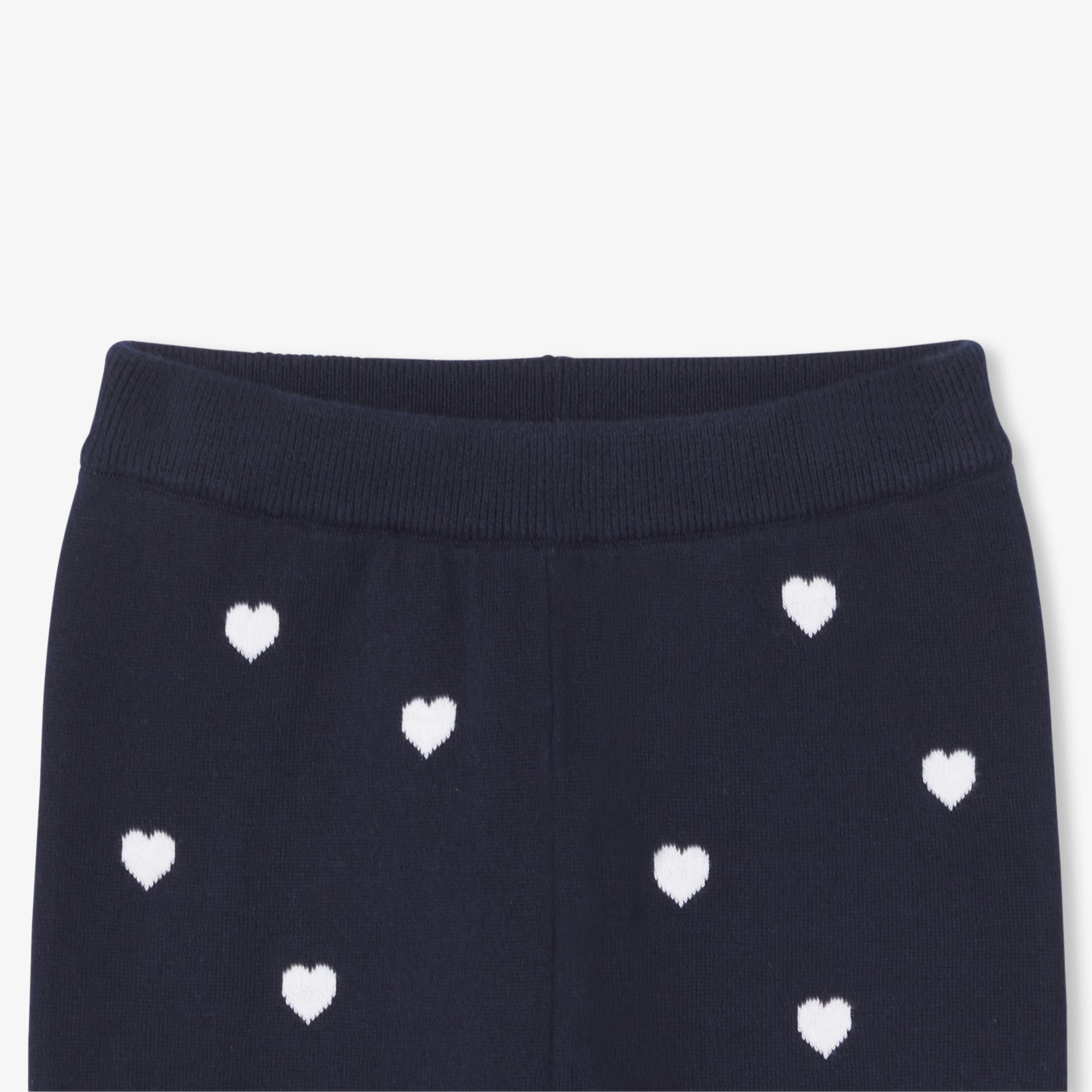 Baby girl trousers with heart motif - Navy Blue/White