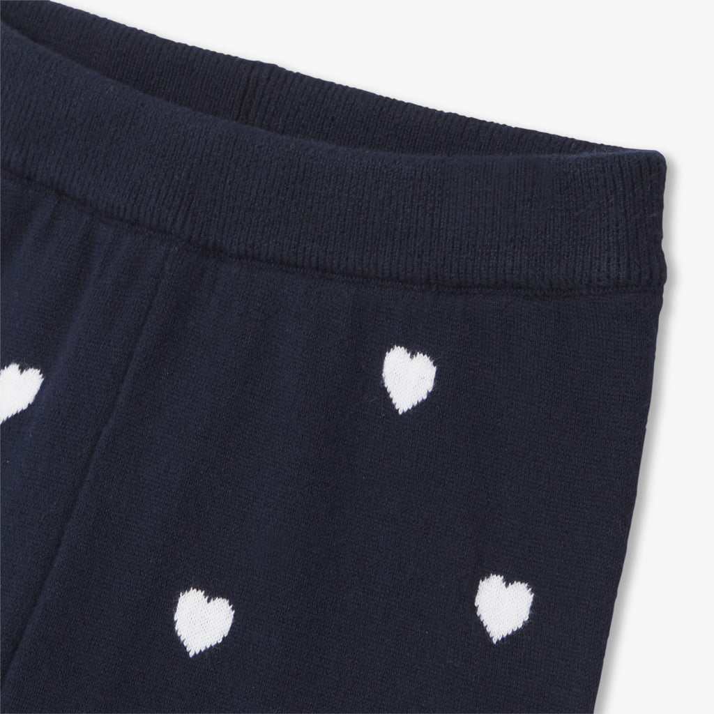 Baby girl trousers with heart motif - Navy Blue/White