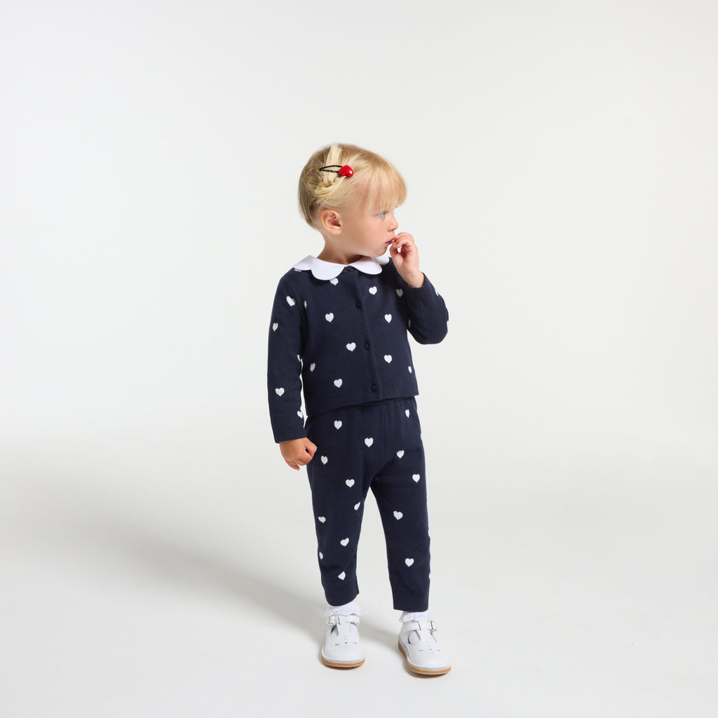 JC-NG119 - Jacadi Baby girl knit pants with heart motif