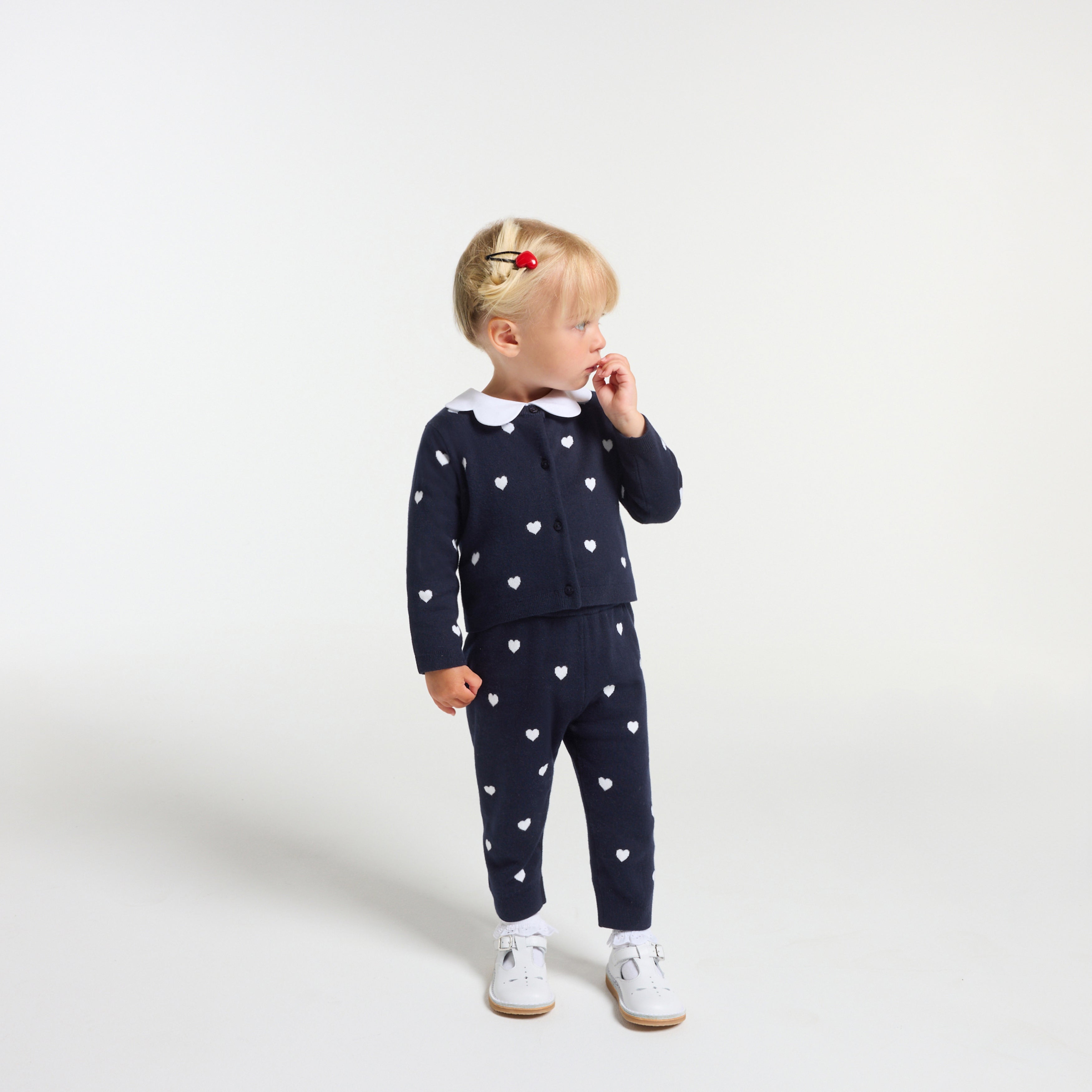 JC-NG119 - Jacadi Baby girl knit pants with heart motif