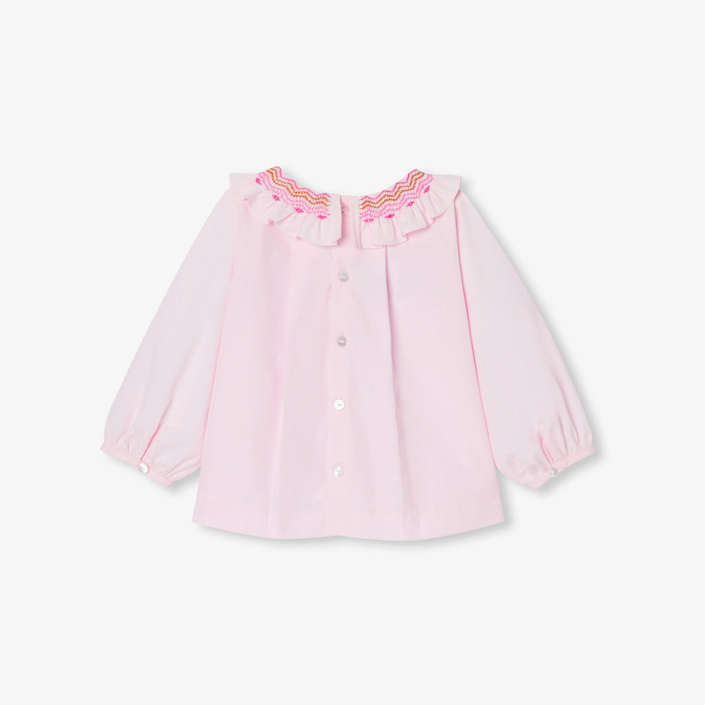 JC-NG059 Jacadi Baby Girl Long Sleeve Blouse - Pink