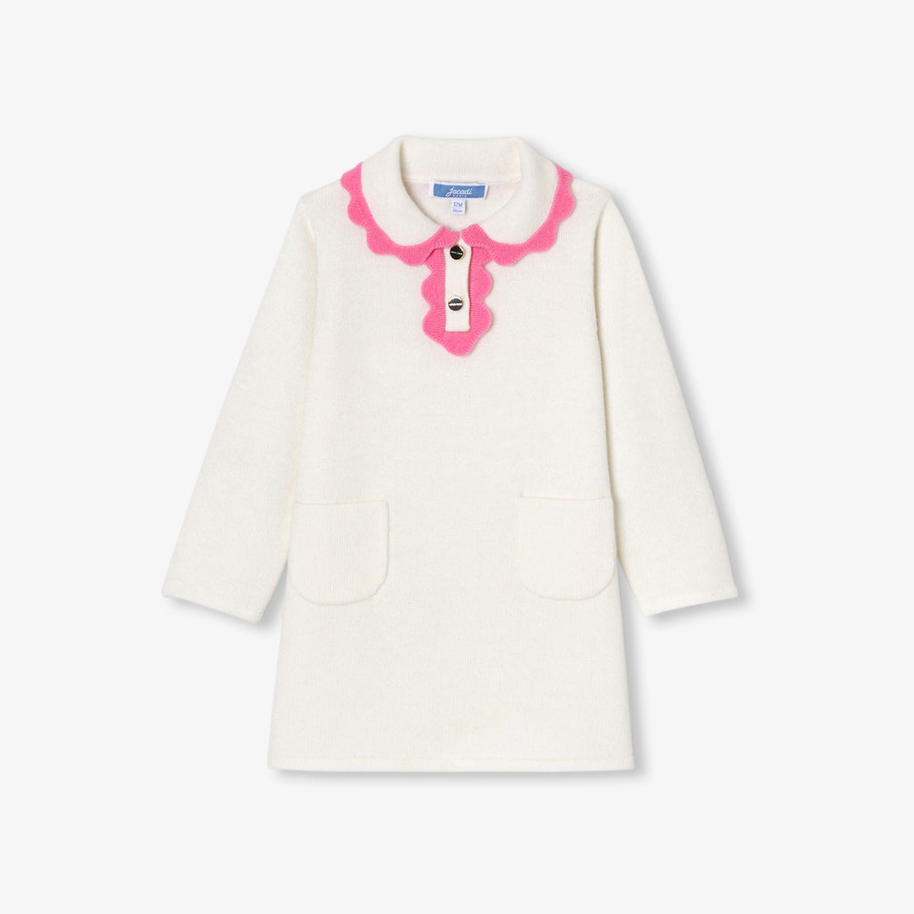 JC-NG056 Jacadi Baby Girl Knit Dress - White