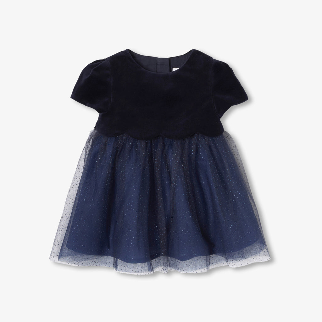 JC-NG074 Jacadi navy blue two-piece formal dress for baby girls