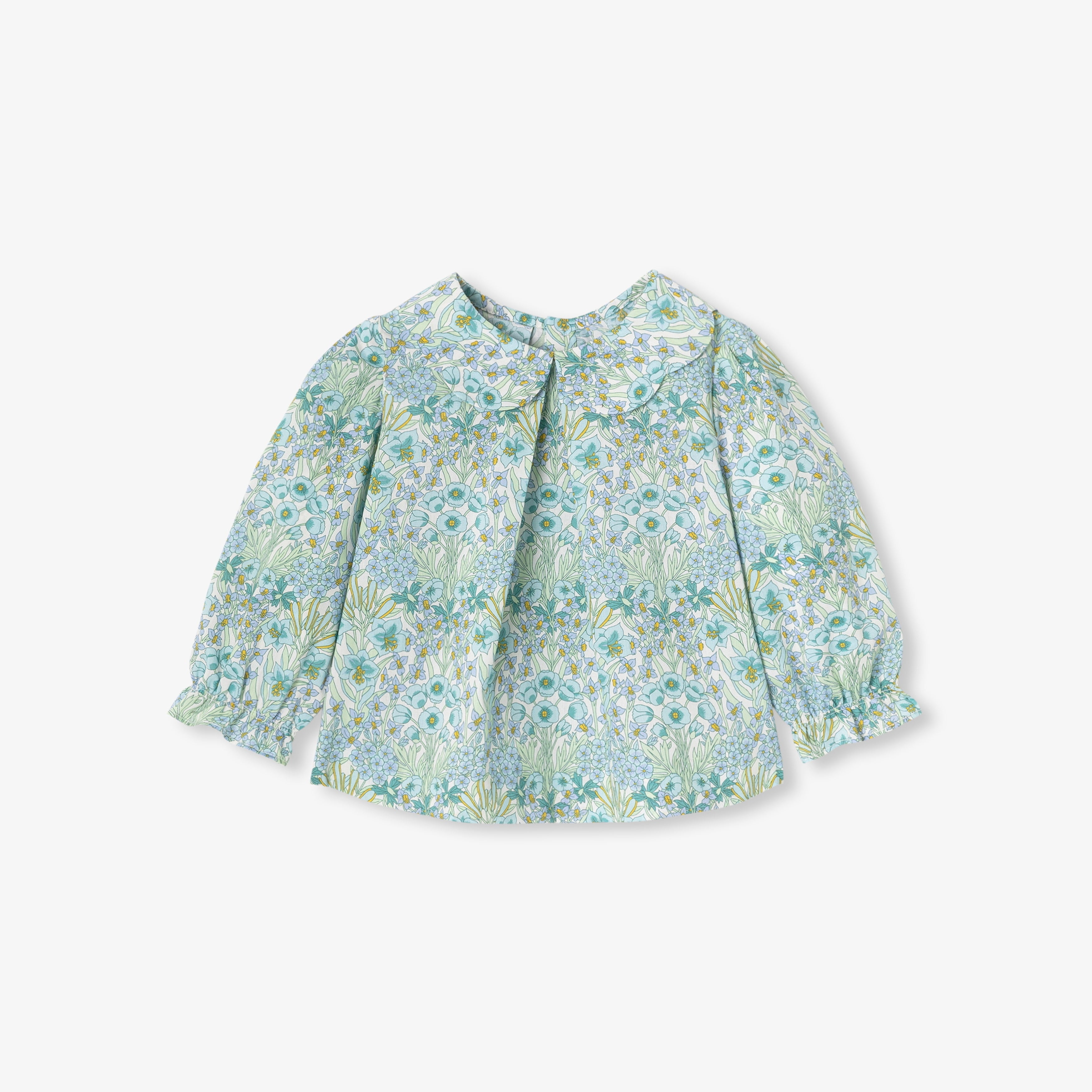 JC-NG032 Liberty fabric blouse for newborns - white/multicolor