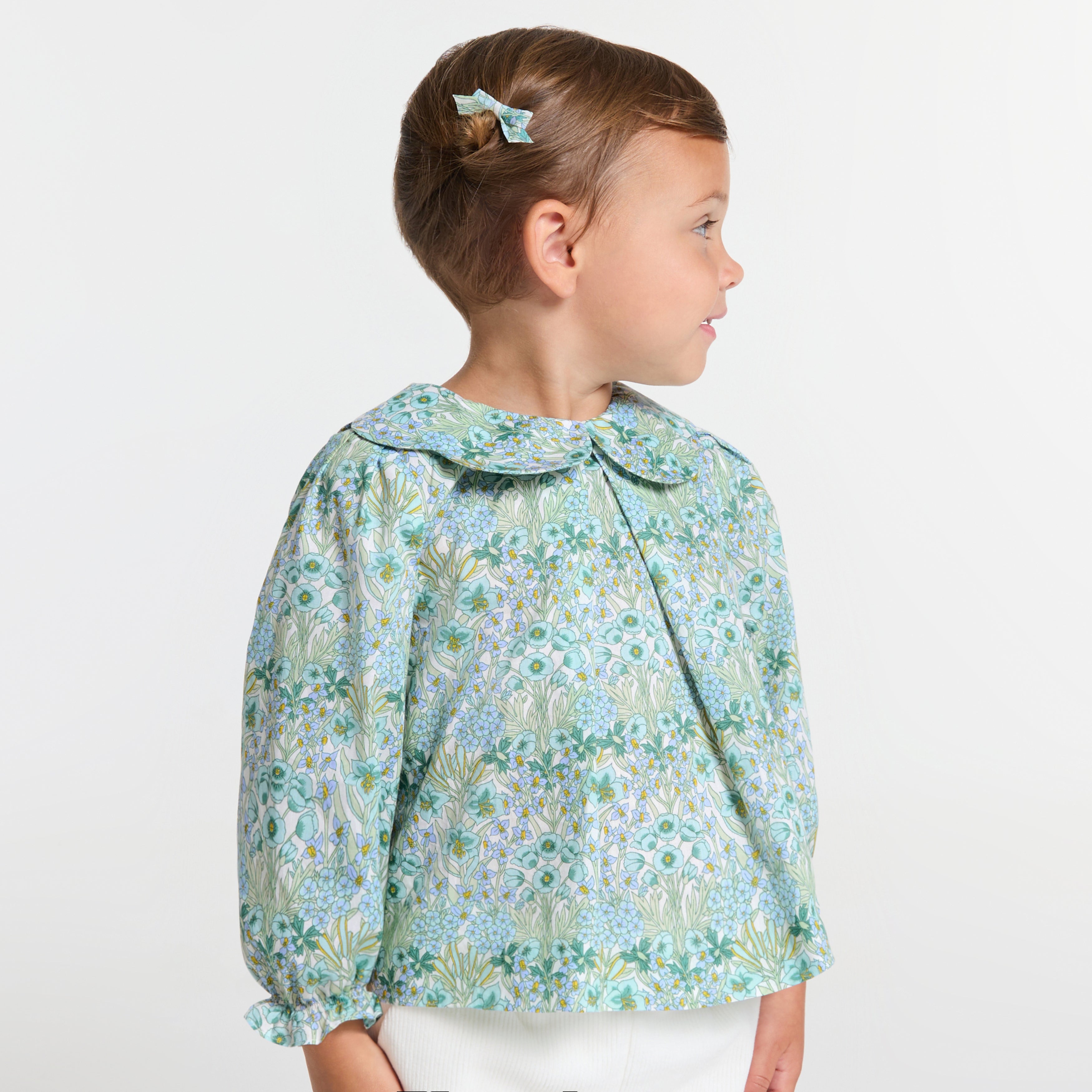 JC-NG032 Liberty fabric blouse for newborns - white/multicolor