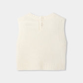 Sleeveless knit vest for baby girls - Soft White