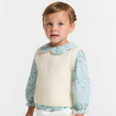 Sleeveless knit vest for baby girls - Soft White