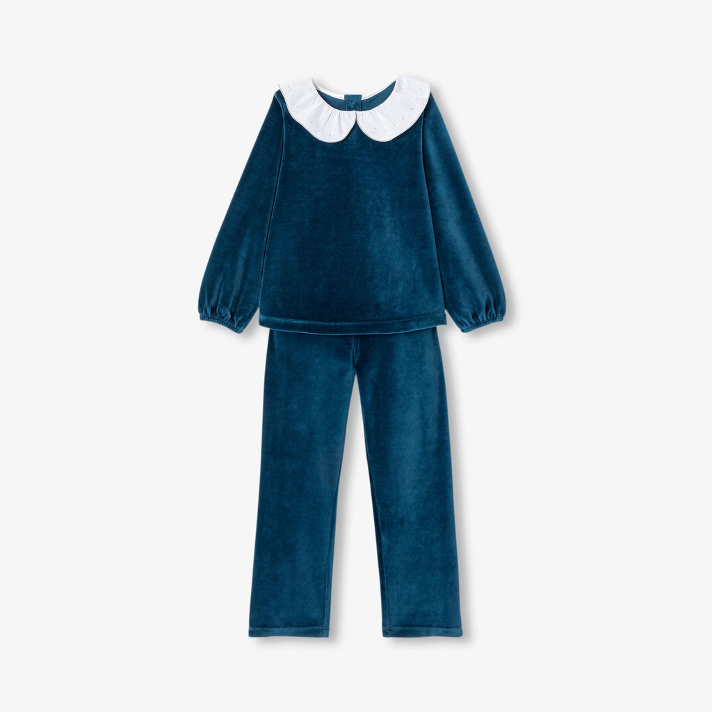 JC-TG058 Jacadi Girls Pyjamas in velvet girls (petrol blue)