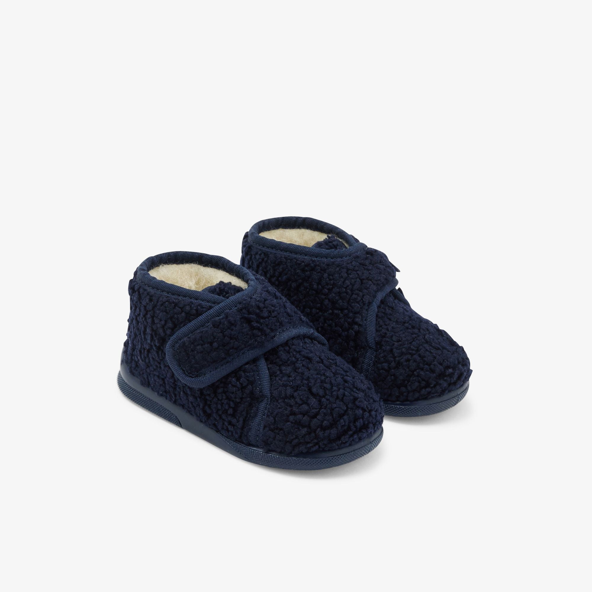 Baby boy faux fur slippers - Navy Blue Jacadi