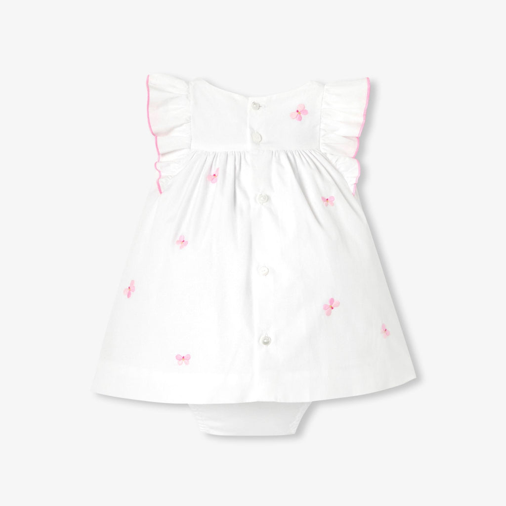 Dress in Cotton Poplin Baby Girl - White/Multicolour