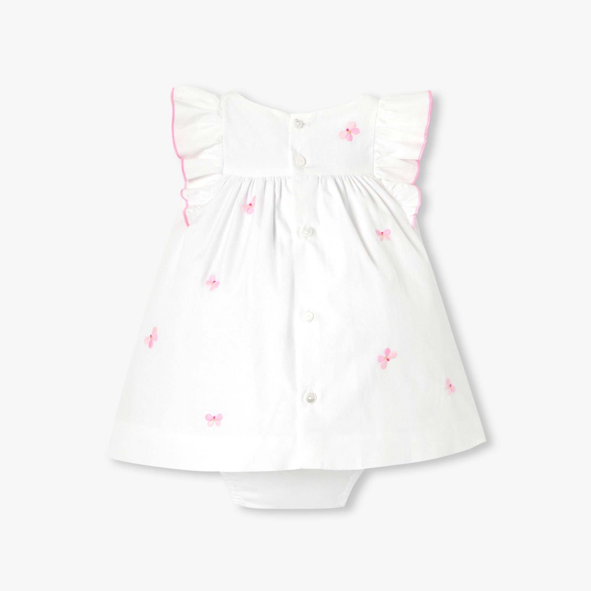 Dress in Cotton Poplin Baby Girl - White/Multicolour