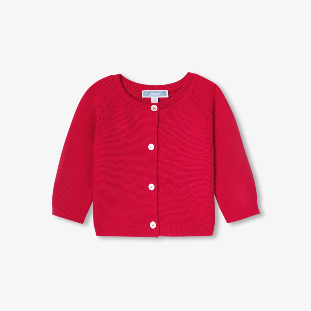 Baby girl cotton garter-stitch cardigan - Jacadi Red