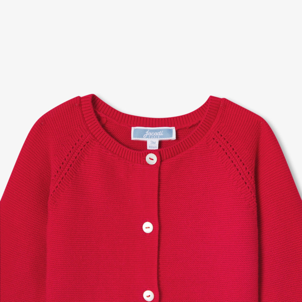 Baby girl cotton garter-stitch cardigan - Jacadi Red