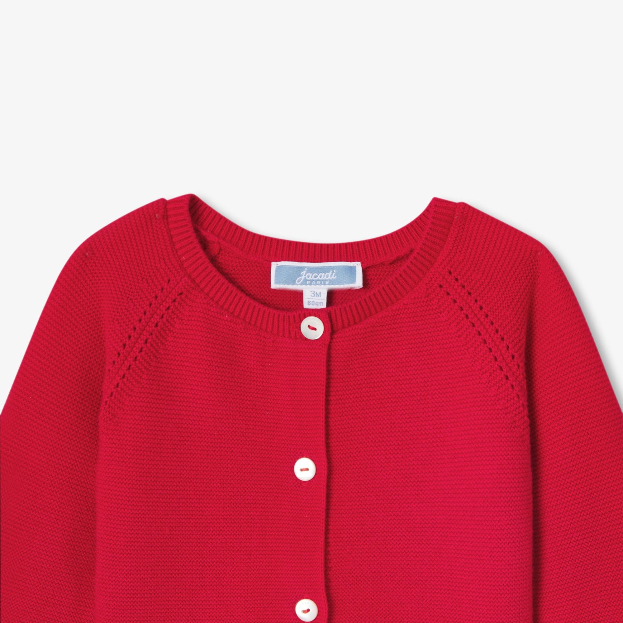 Baby girl cotton garter-stitch cardigan - Jacadi Red