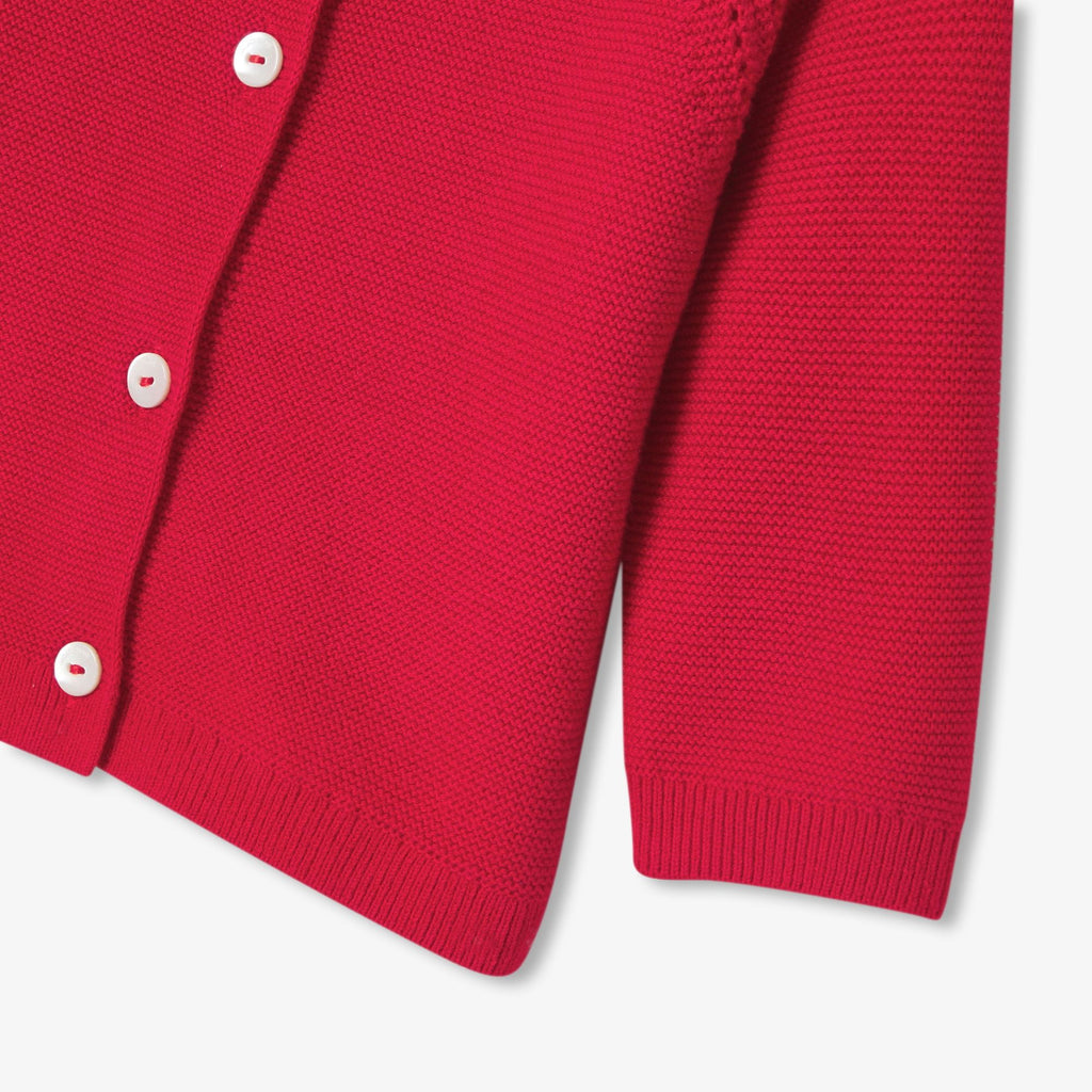 Baby girl cotton garter-stitch cardigan - Jacadi Red