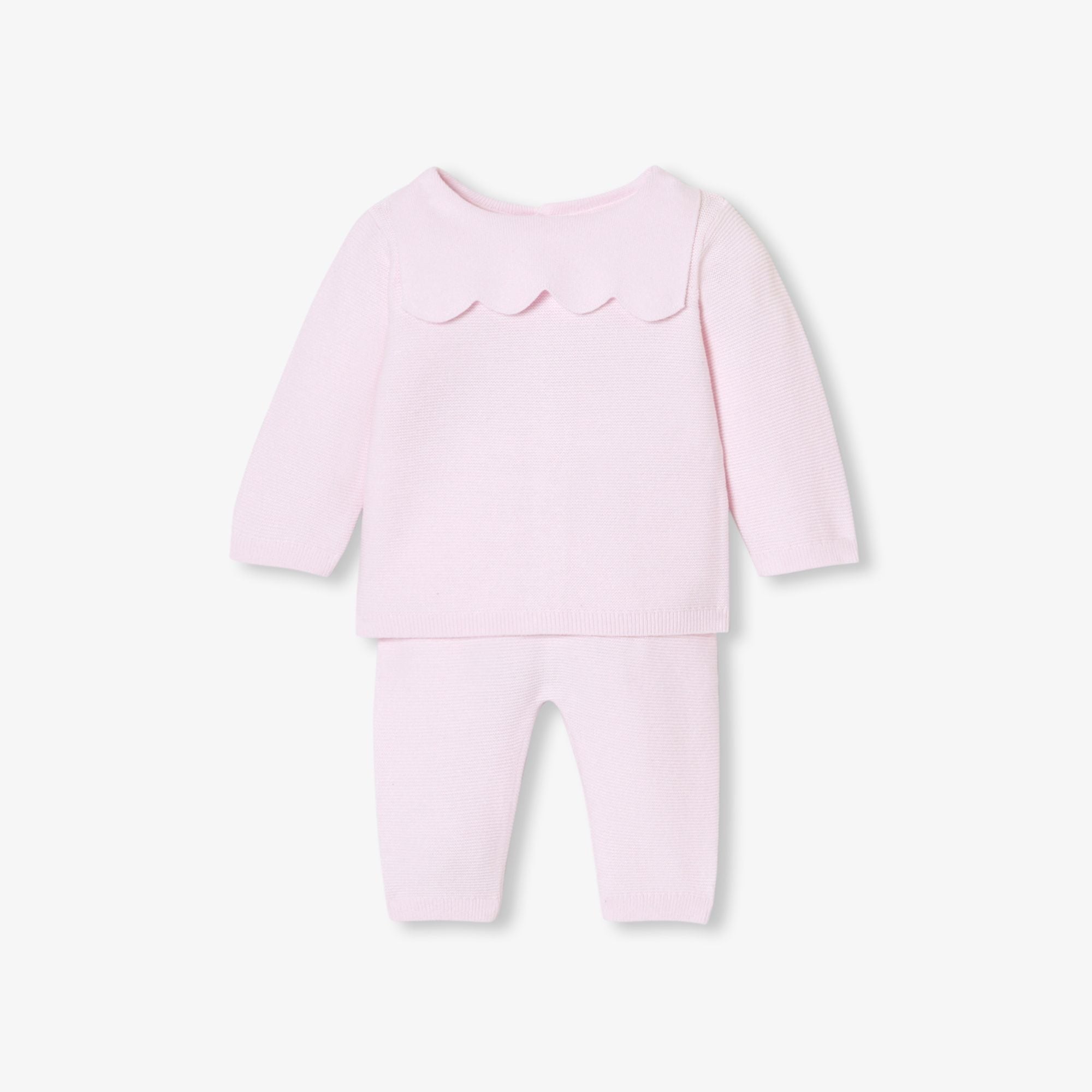 Outfit Set in Top in Garter Stitch Baby Girl - Rosa Pallido Jacadi