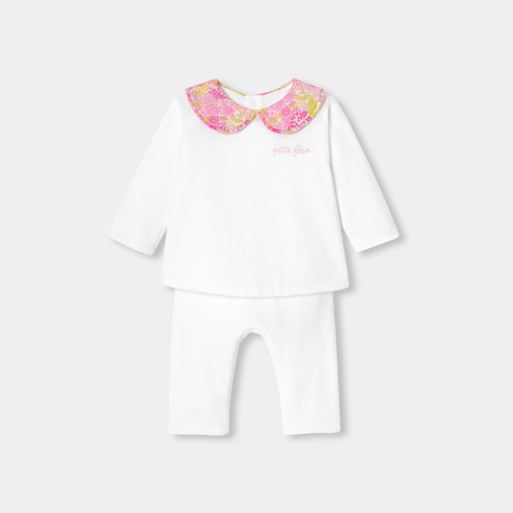 JC-NG107 - Jacadi Comfort quilted cotton jersey outfit set for newborn girl