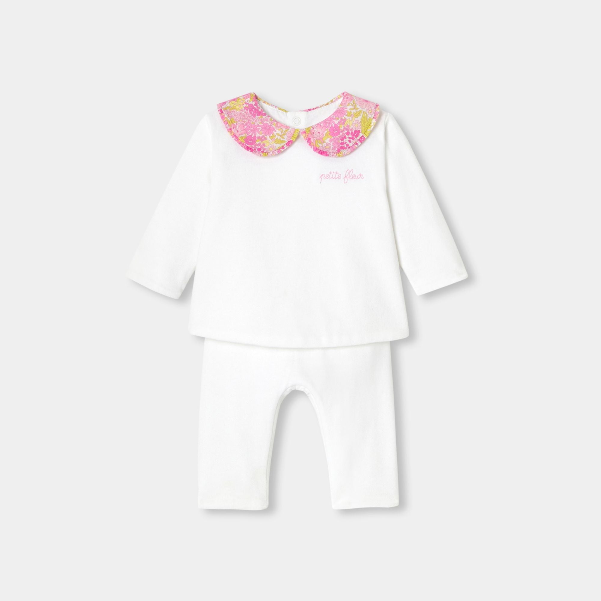 Outfit Set Comodo in Cotton Jersey Trapuntato Baby Girl - Jacadi White