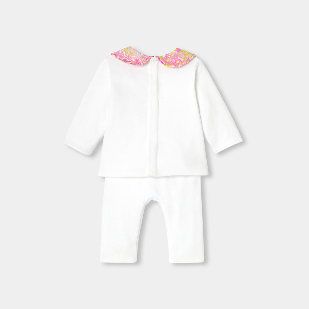 JC-NG107 - Jacadi Comfort quilted cotton jersey outfit set for newborn girl