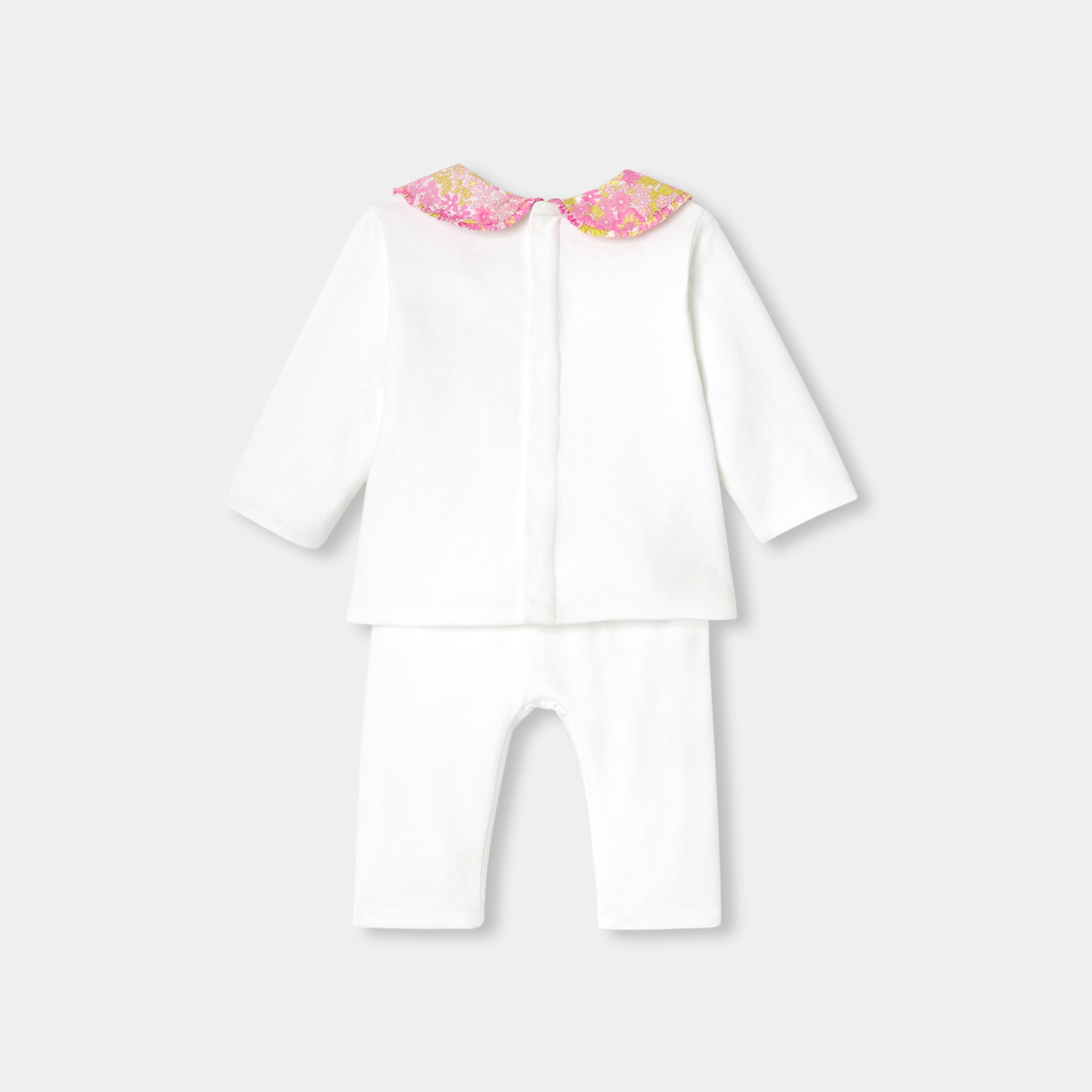 JC-NG107 - Jacadi Comfort quilted cotton jersey outfit set for newborn girl