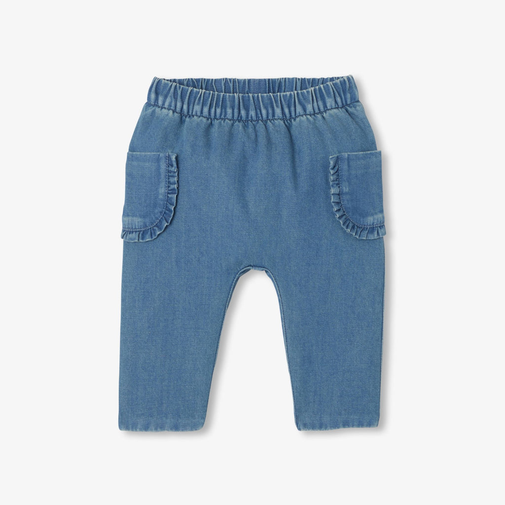 Baby girl comfortable cotton jeans - Light Denim