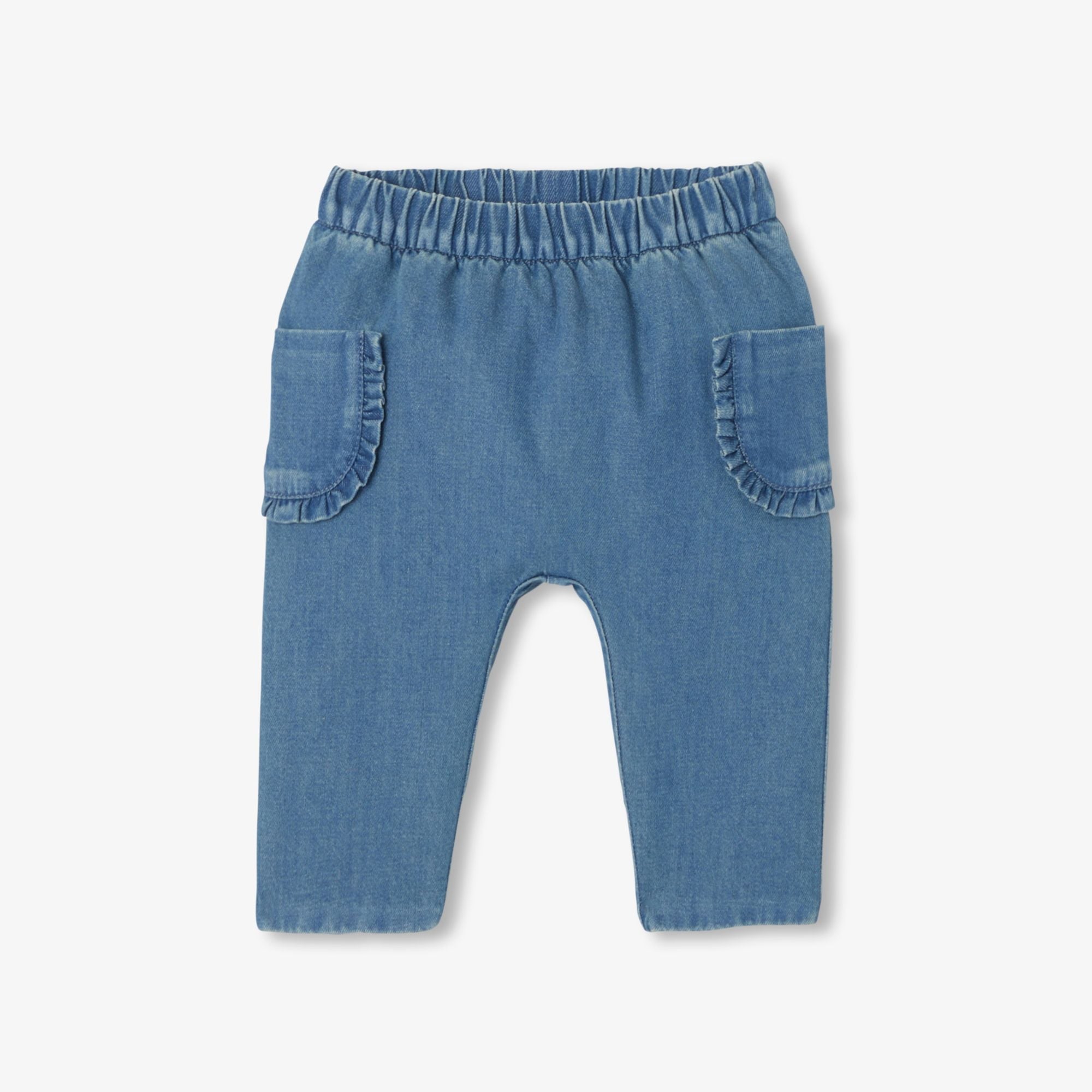 Baby girl comfortable cotton jeans - Light Denim