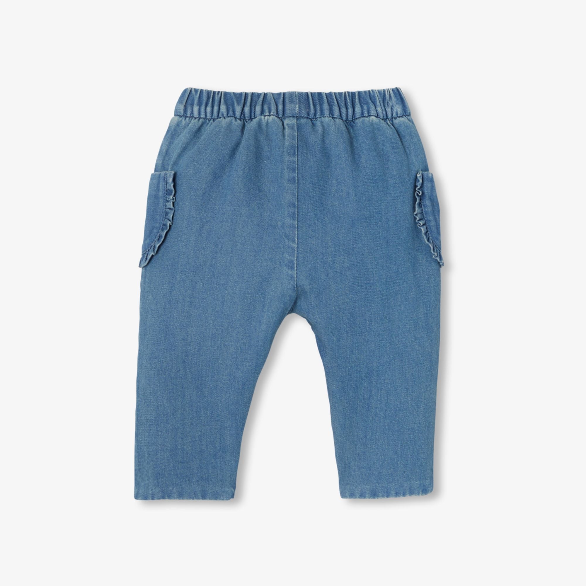 Baby girl comfortable cotton jeans - Light Denim