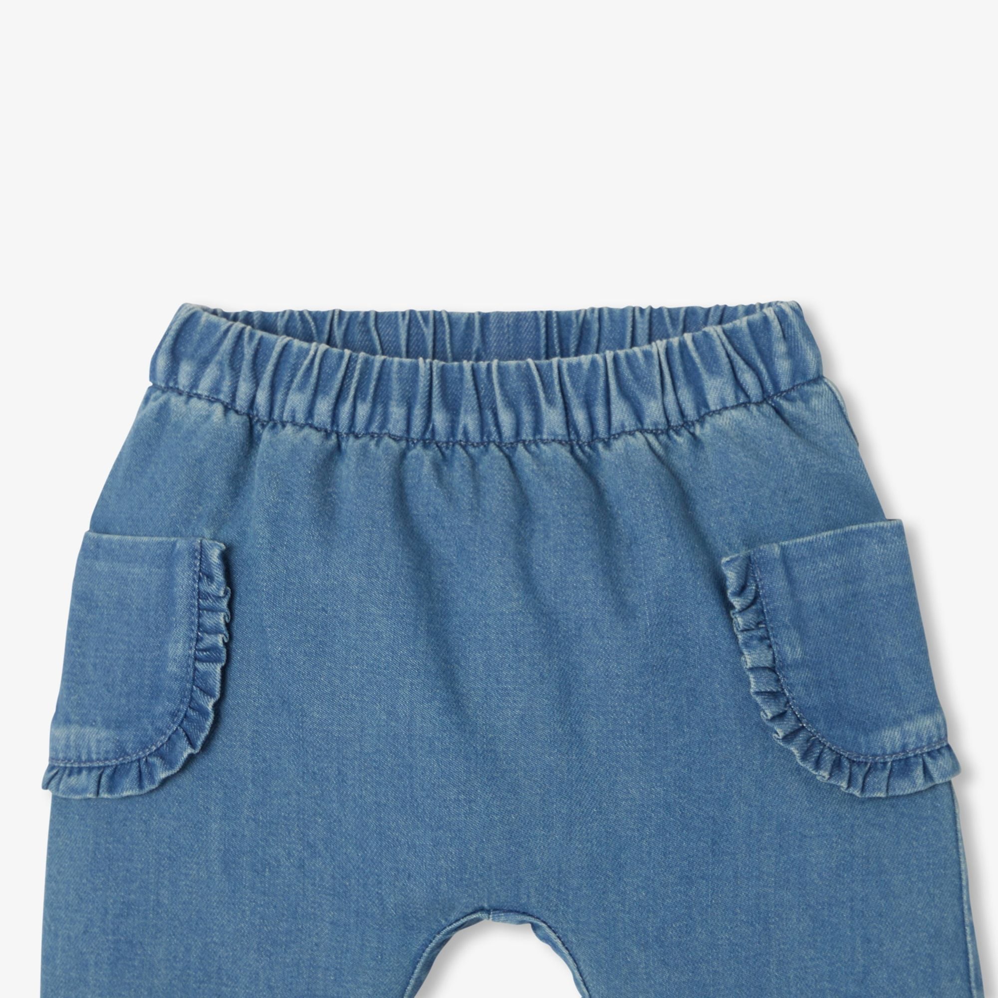 Baby girl comfortable cotton jeans - Light Denim