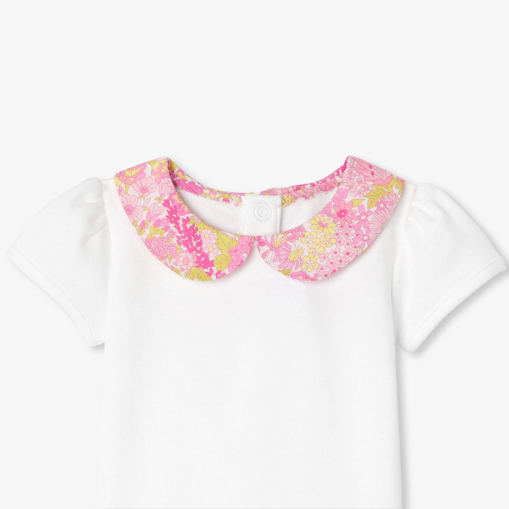 Baby girl short-sleeved cotton bodysuit