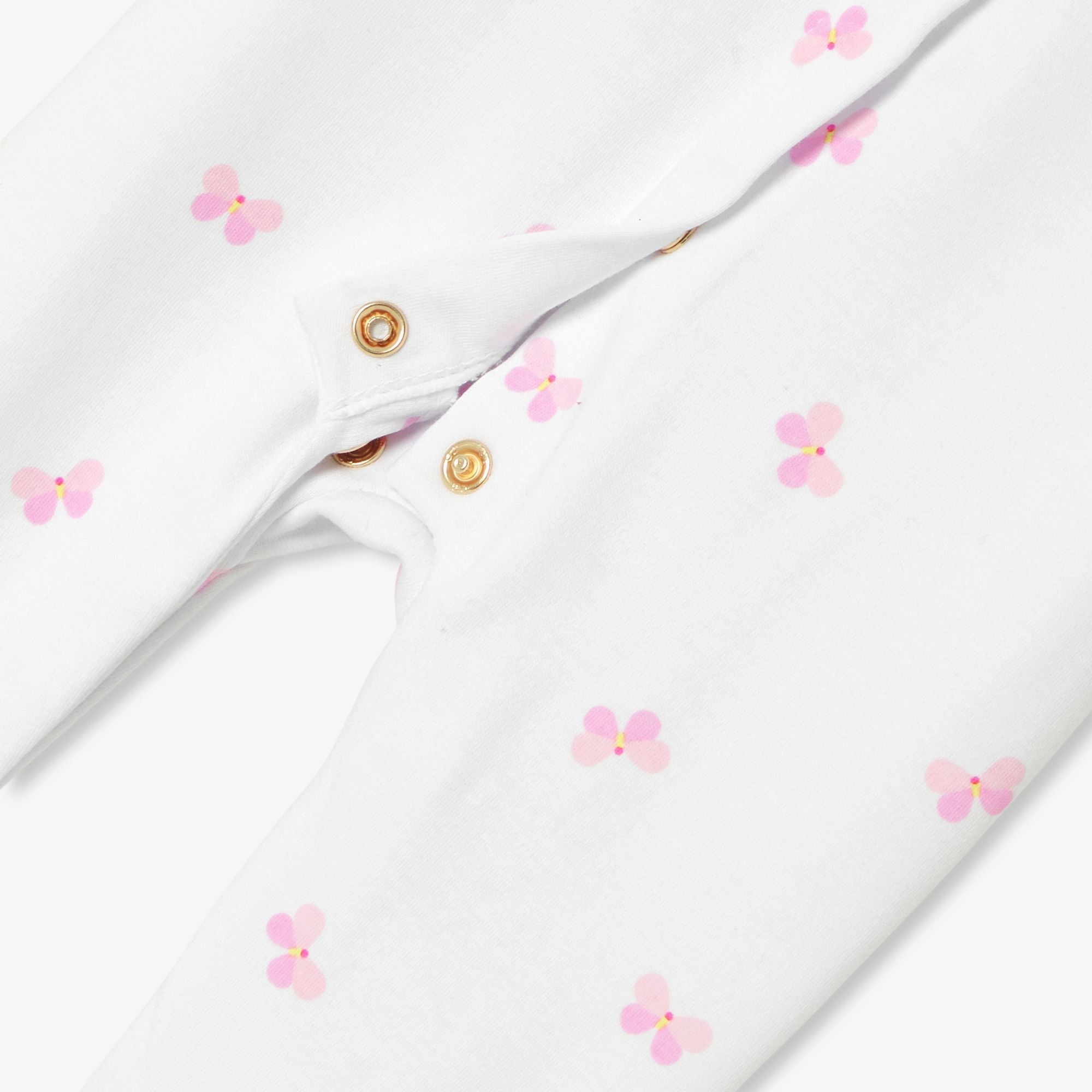 Baby girl cotton interlock pyjamas - White/Multicolour