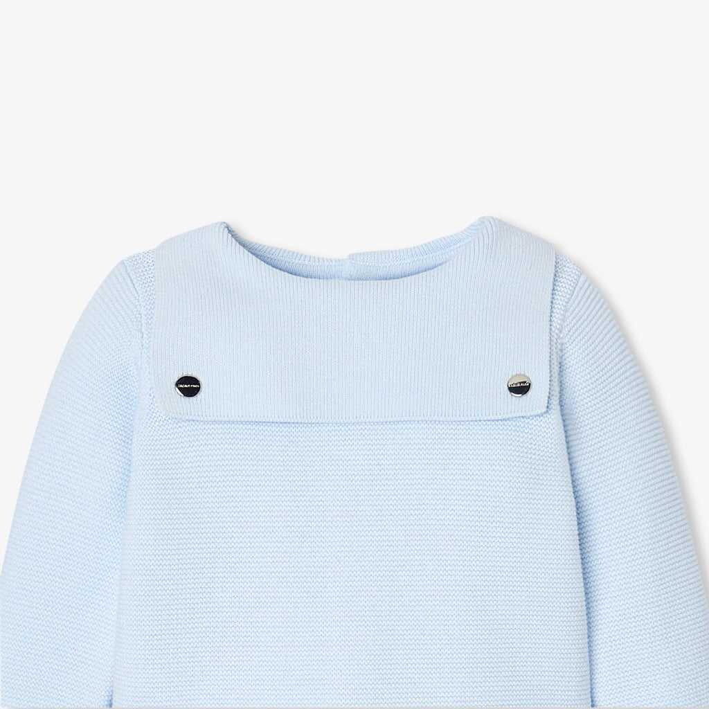 Outfit Set in Top in Garter Stitch Baby Boy - Blu Chiaro