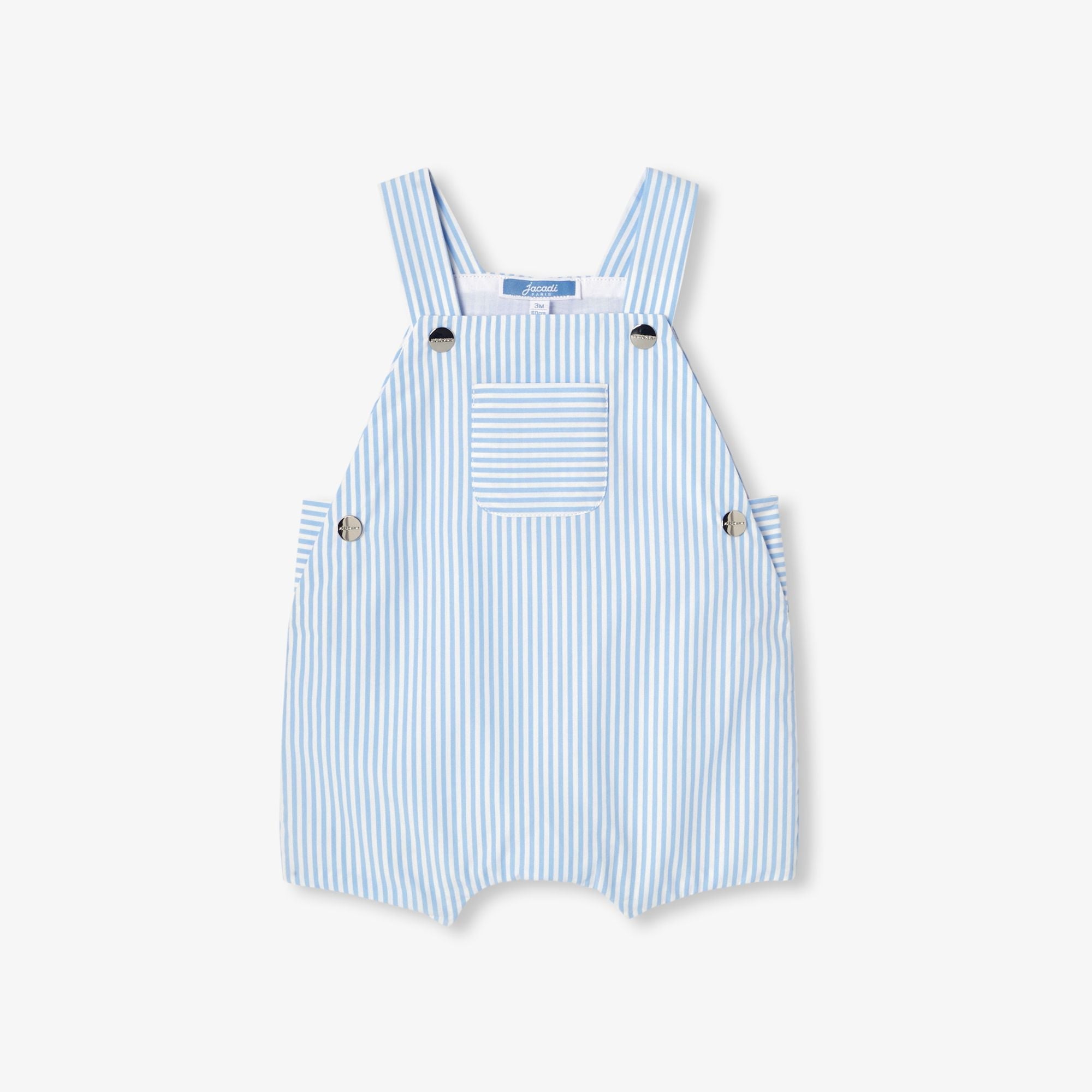 JC-NB080 - Jacadi Newborn striped poplin short overalls