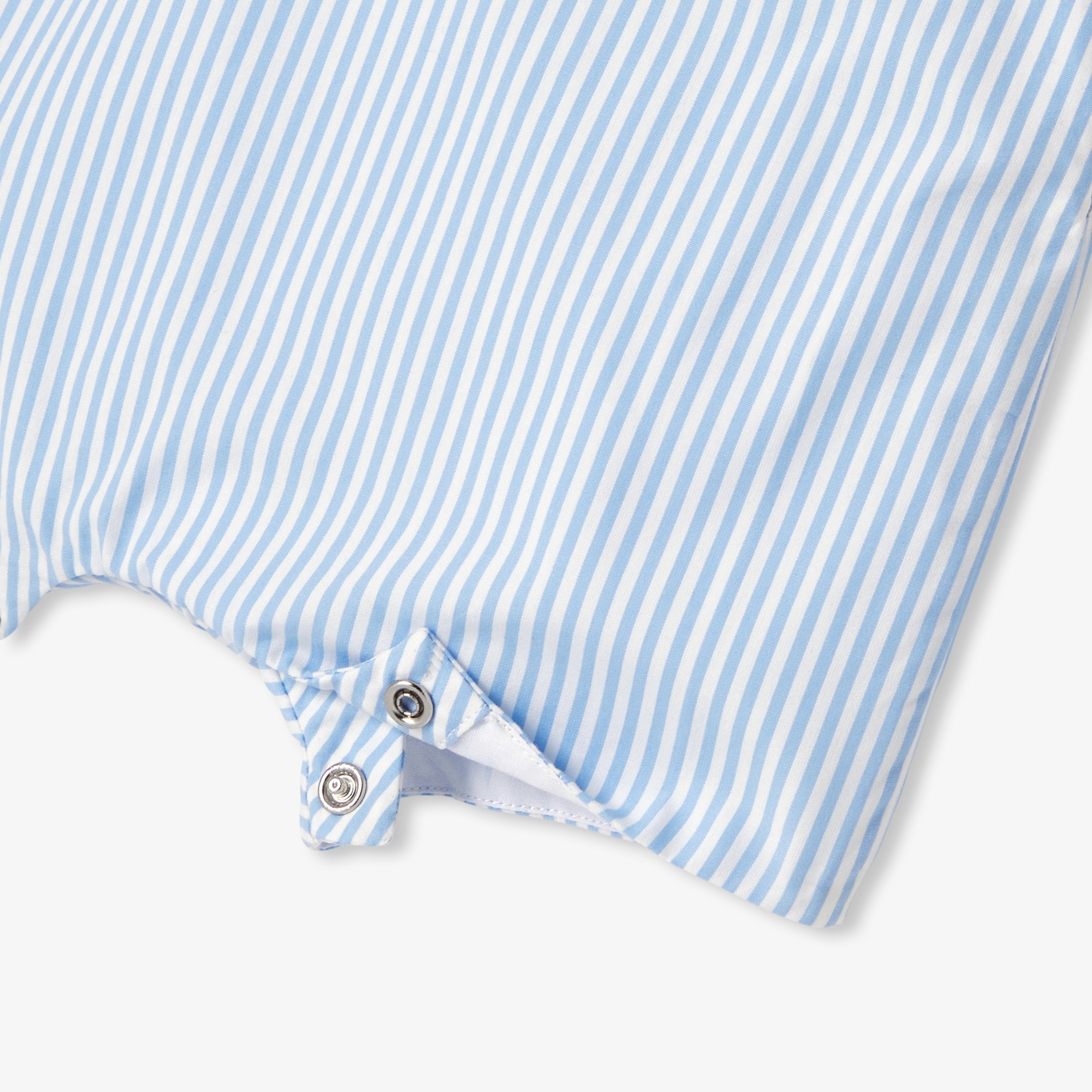 Baby boy striped poplin short dungarees - Blue/White