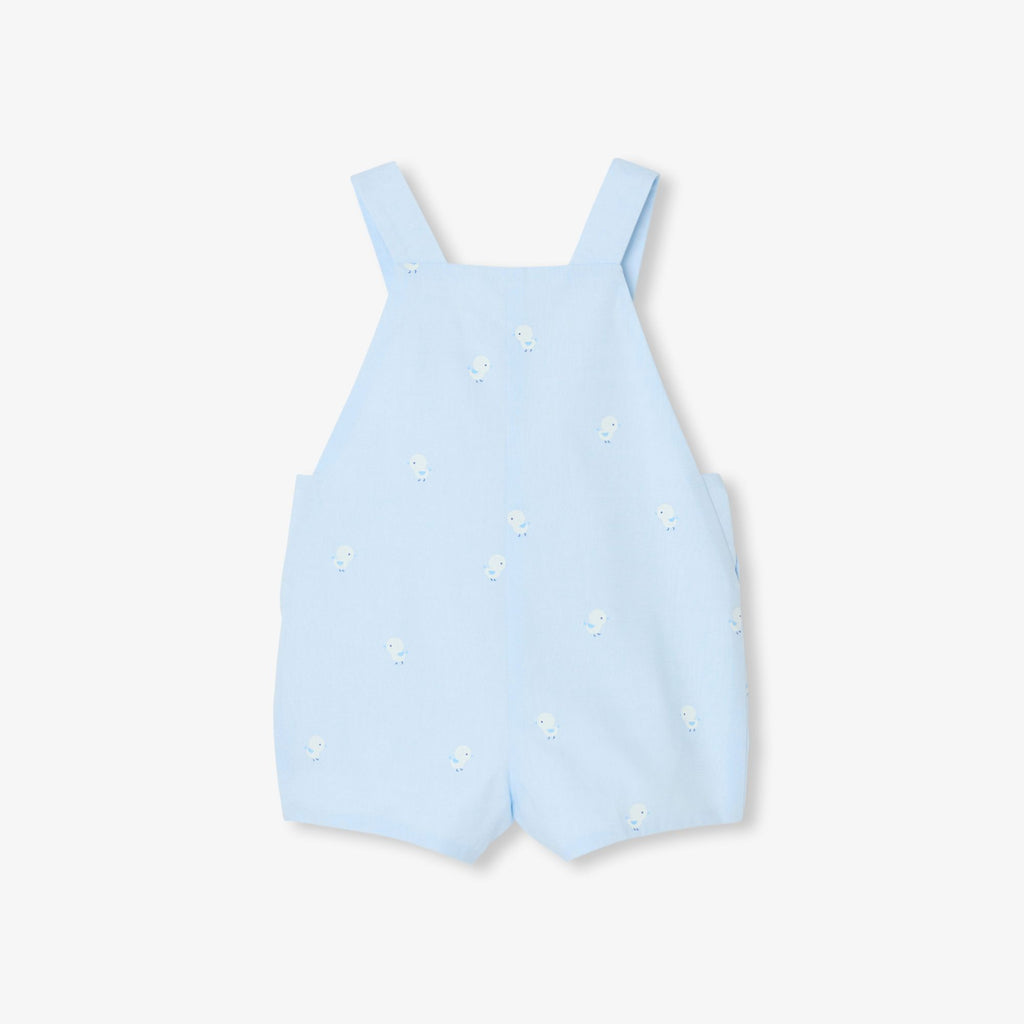 Short Dungarees in Oxford Cotton Baby Boy - Blue/Multicolour