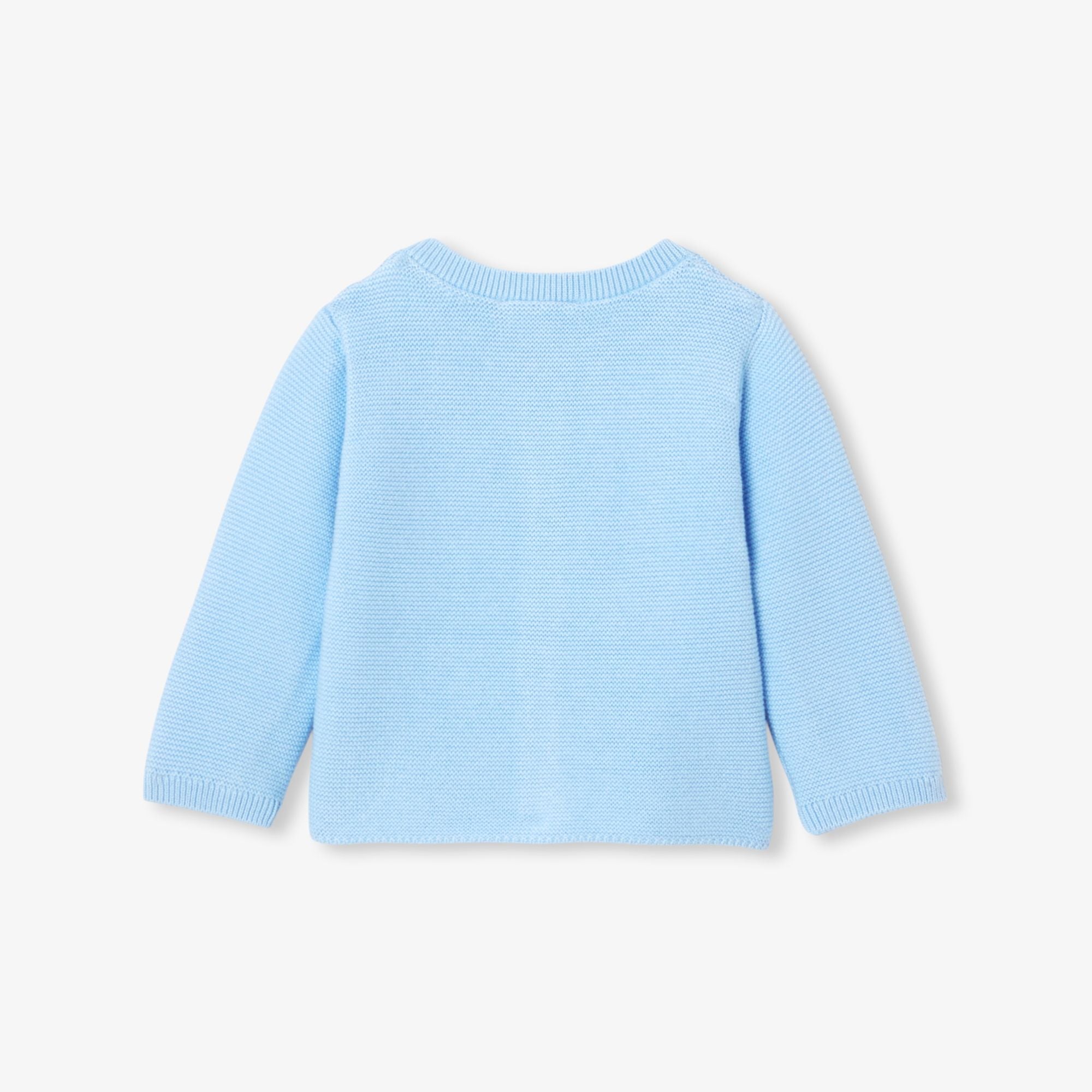 Baby boy cotton garter-stitch cardigan - Ocean Blue