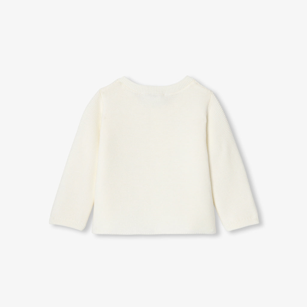 Baby boy cotton garter-stitch cardigan - Jacadi Sweet White