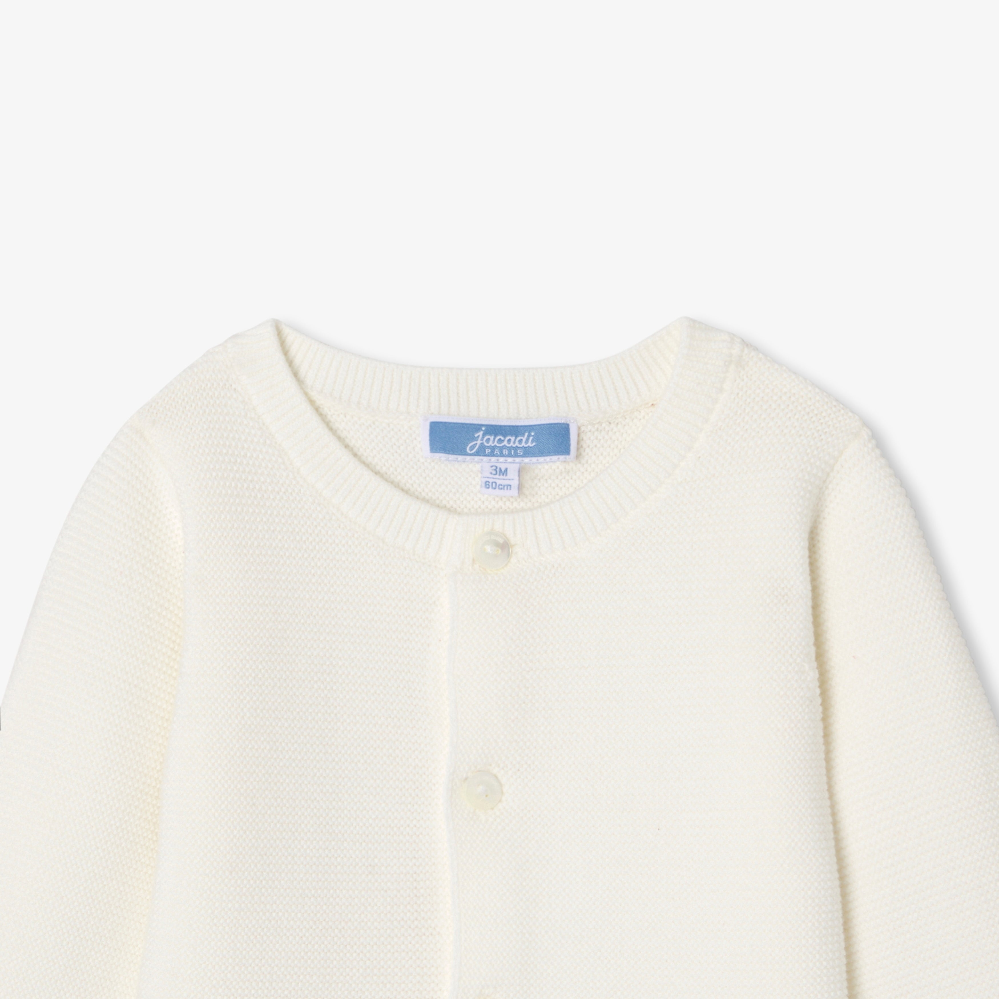 Baby boy cotton garter-stitch cardigan - Jacadi Sweet White