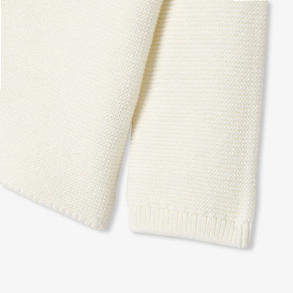 Baby boy cotton garter-stitch cardigan - Jacadi Sweet White