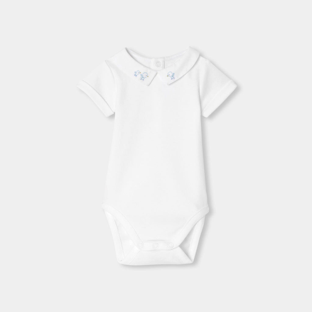 JC-NB099 - Jacadi Baby Boys' Short-Sleeve Cotton Bodysuit - White