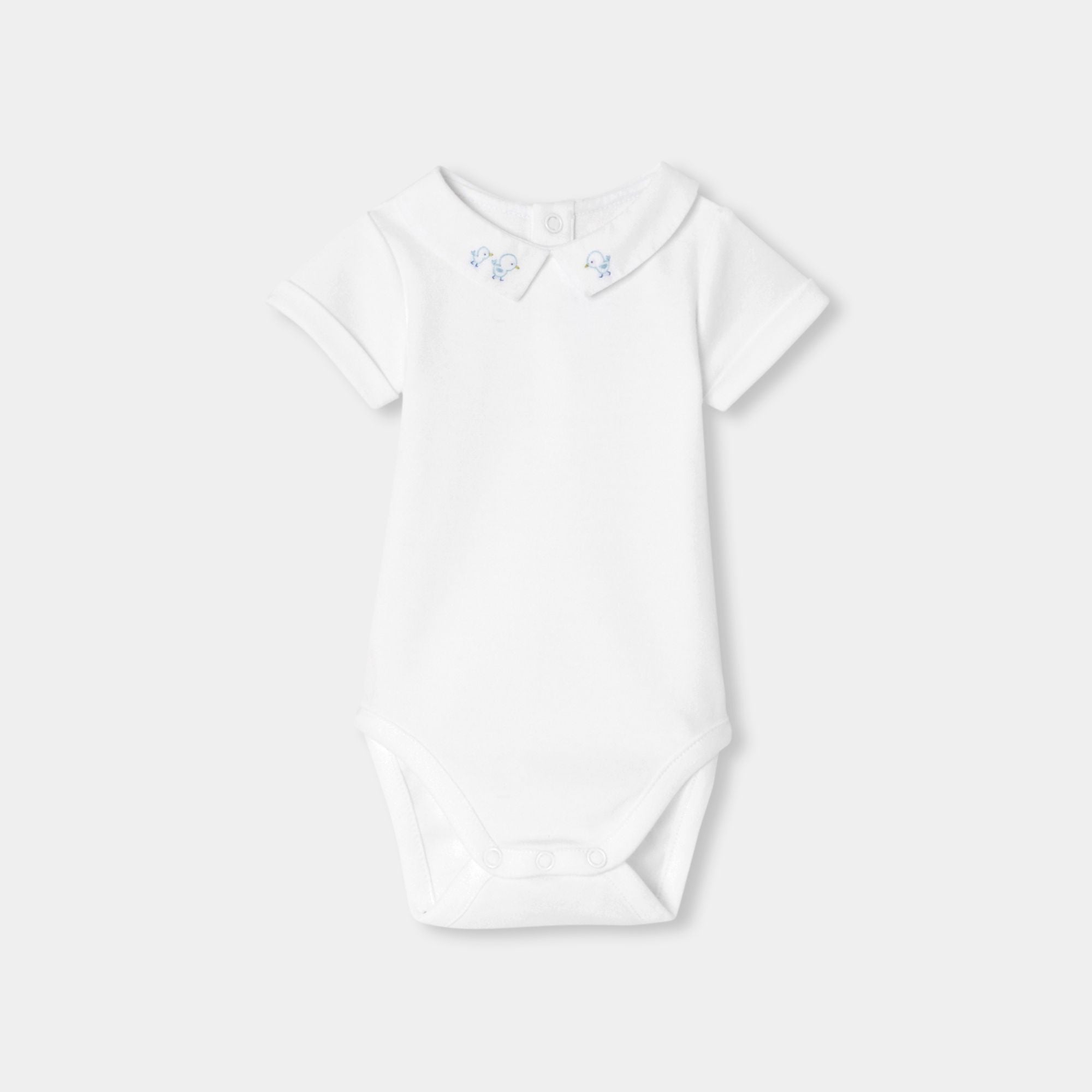 JC-NB099 - Jacadi Baby Boys' Short-Sleeve Cotton Bodysuit - White