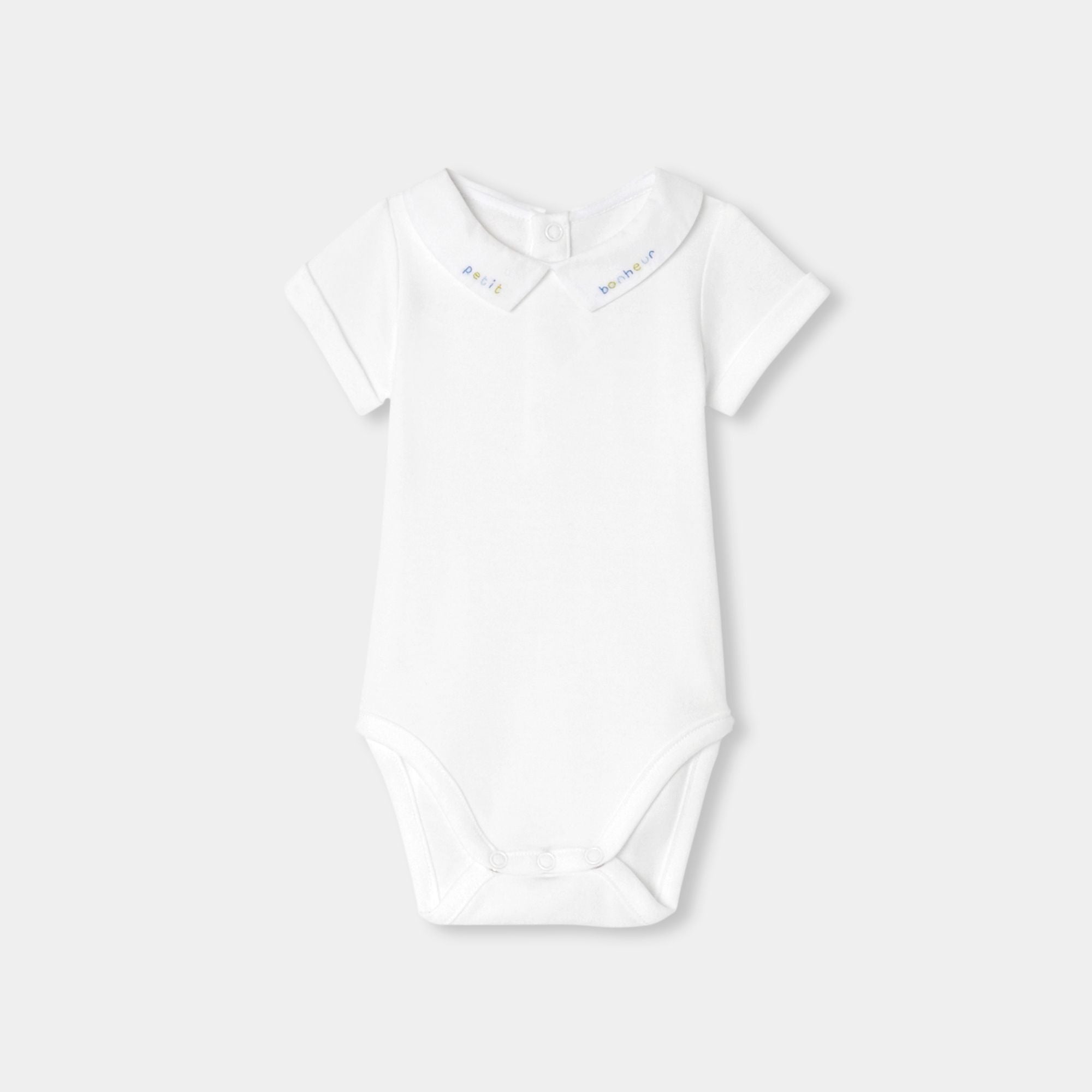 JC-NB098- Jacadi Baby Boys' Short-Sleeve Cotton Bodysuit - White