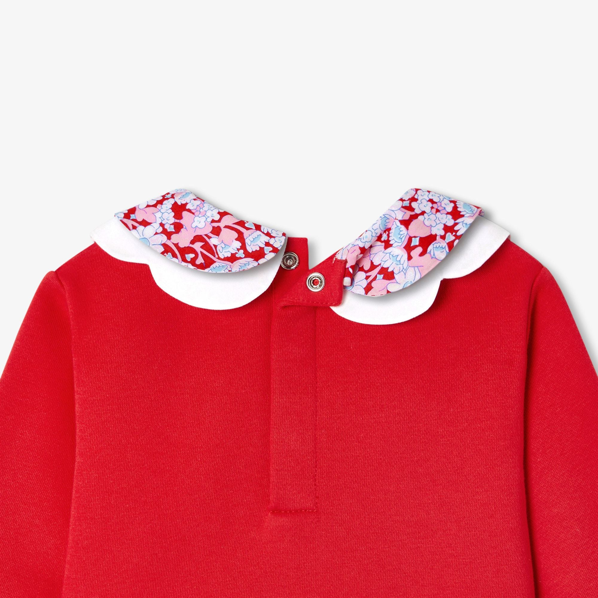 Baby girl sweatshirt with Liberty fabric collar - Jacadi Red