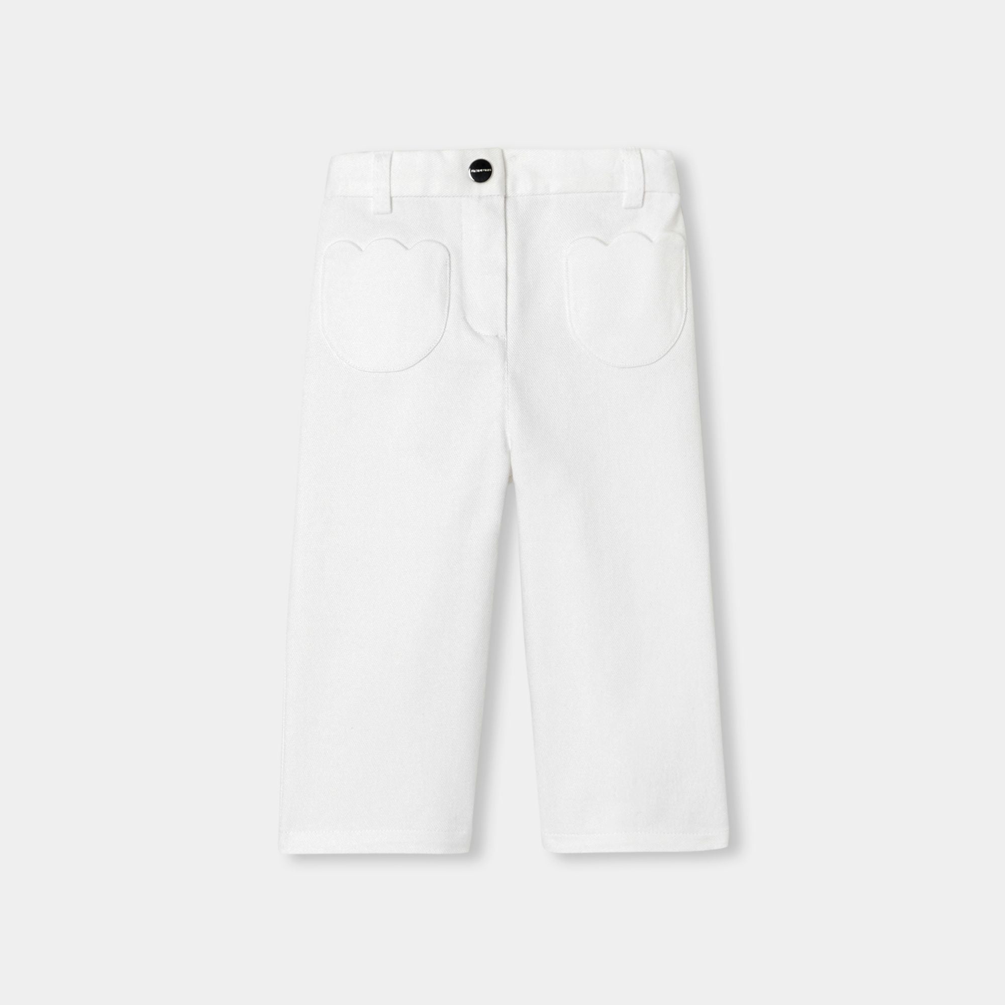 Baby girl cotton twill trousers - White