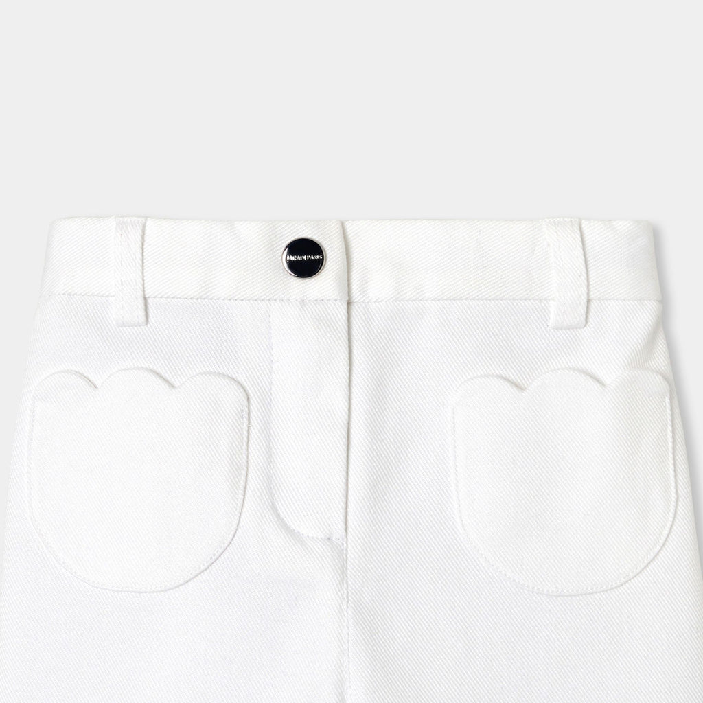 Baby girl cotton twill trousers - White