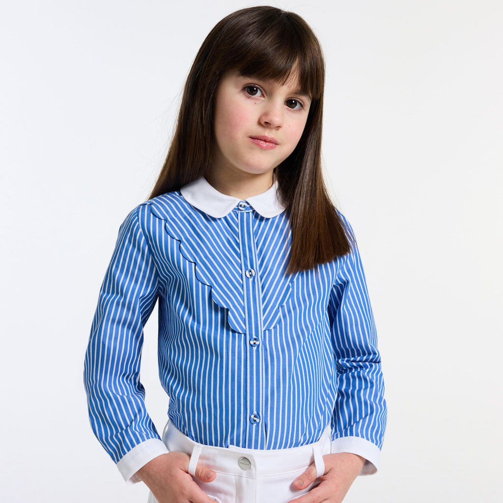 Shirt Striped in Popeline Girl - Blue/White