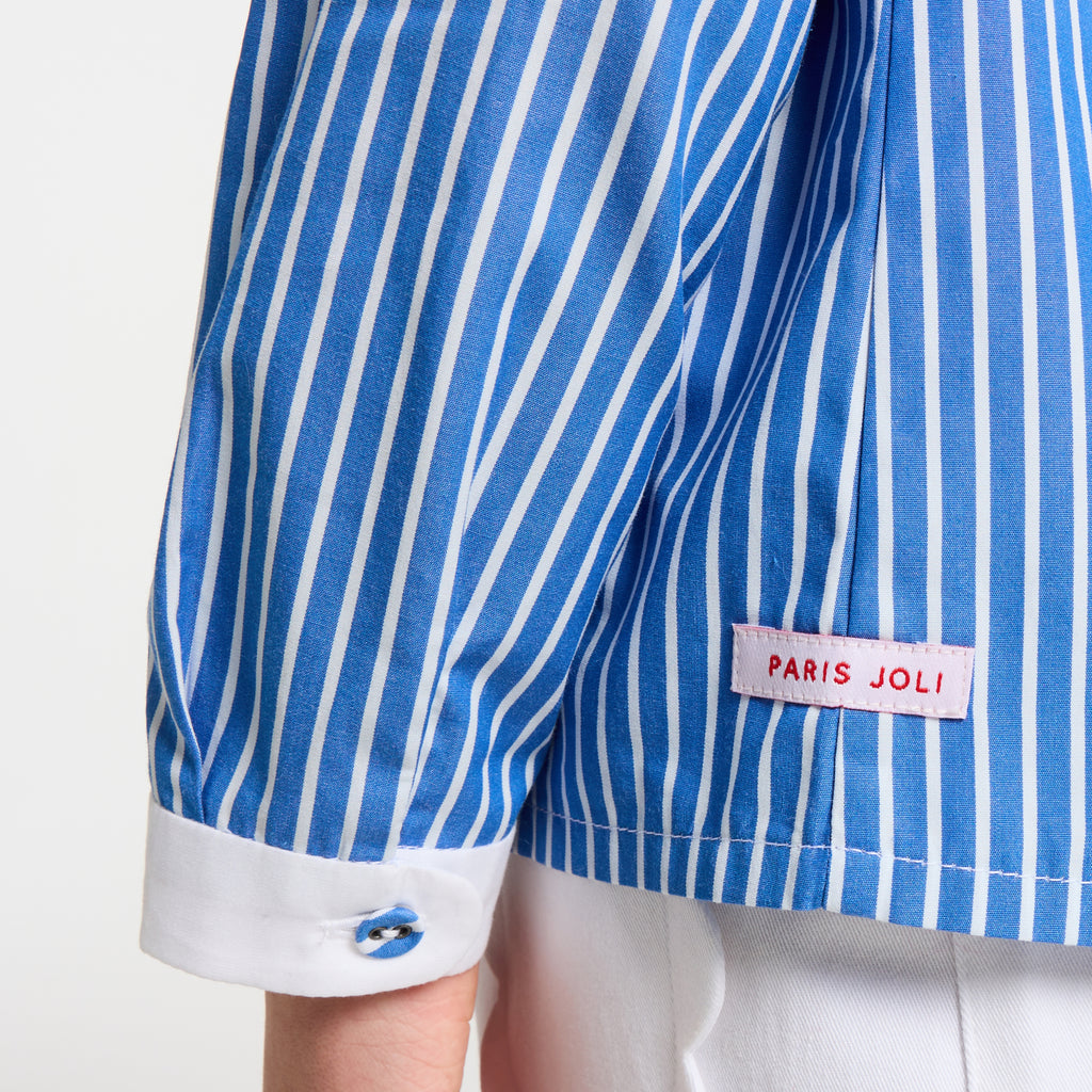 Shirt Striped in Popeline Girl - Blue/White