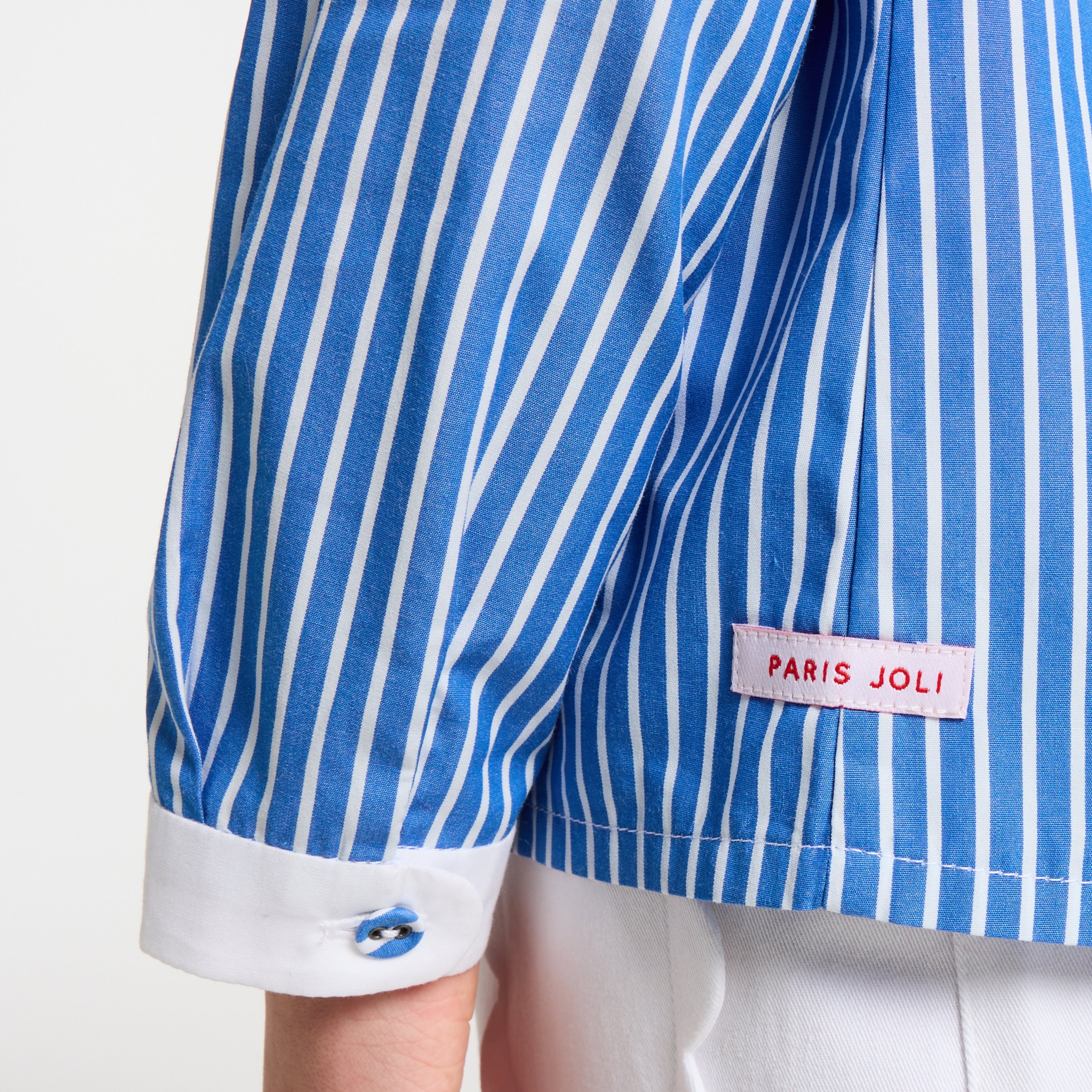 Shirt Striped in Popeline Girl - Blue/White