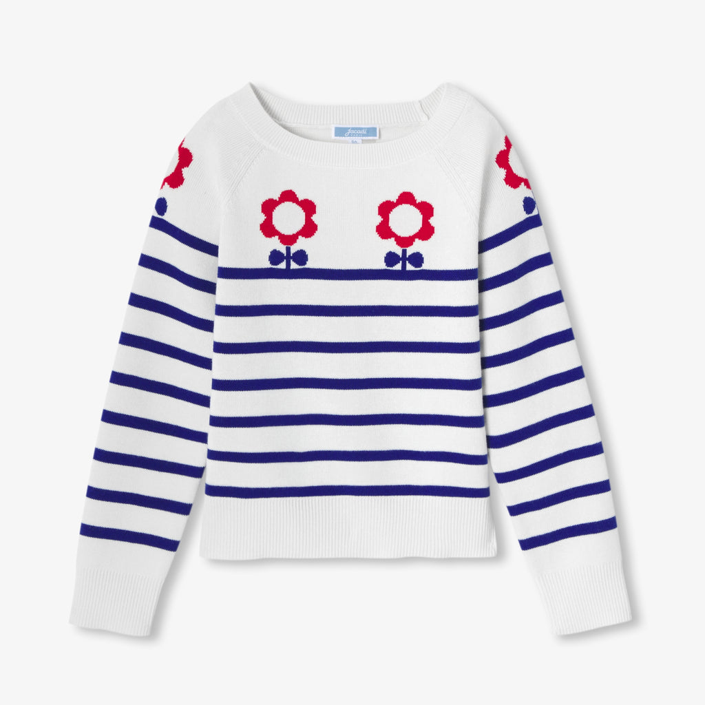 JC-TG092 - Jacadi Girl's sailor-style jersey knit sweater - Blue