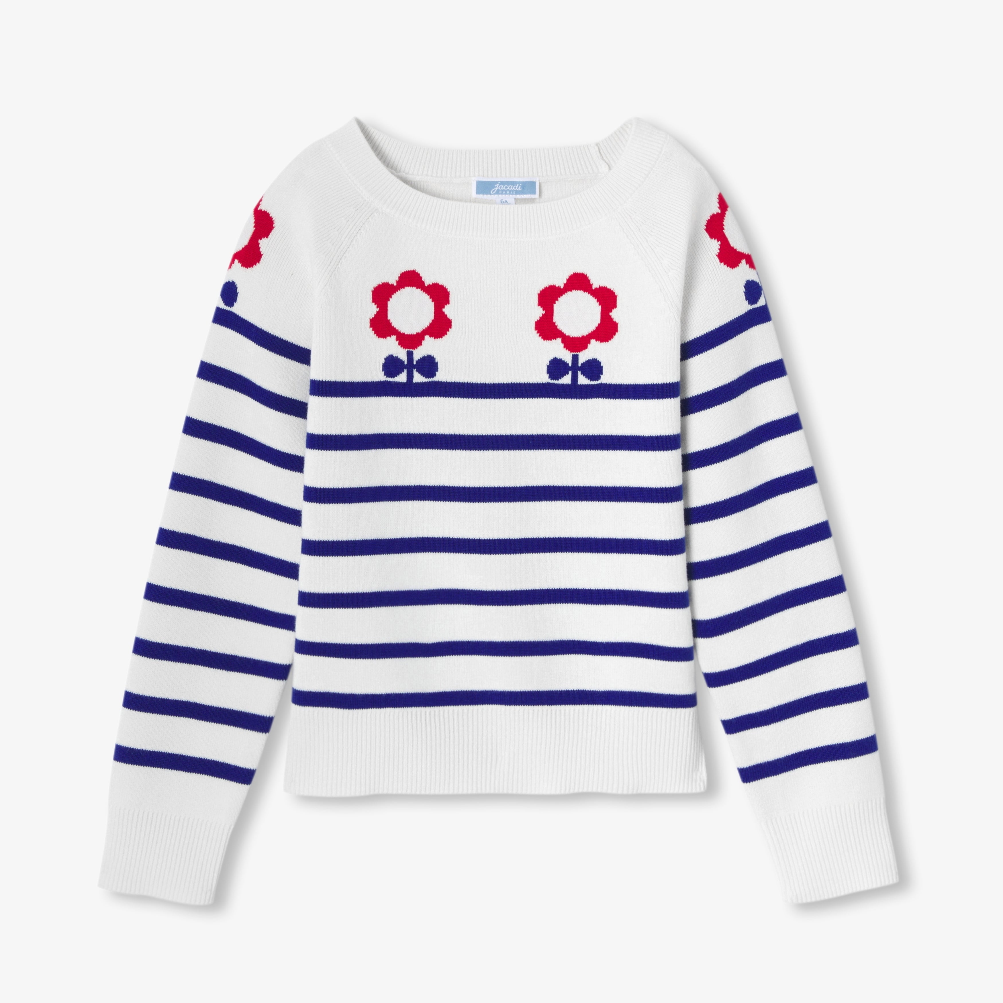 JC-TG092 - Jacadi Girl's sailor-style jersey knit sweater - Blue