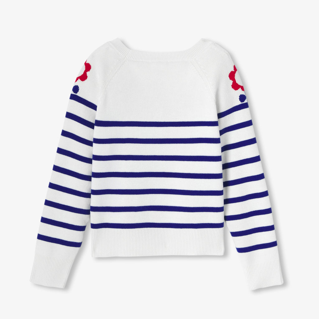 JC-TG092 - Jacadi Girl's sailor-style jersey knit sweater - Blue